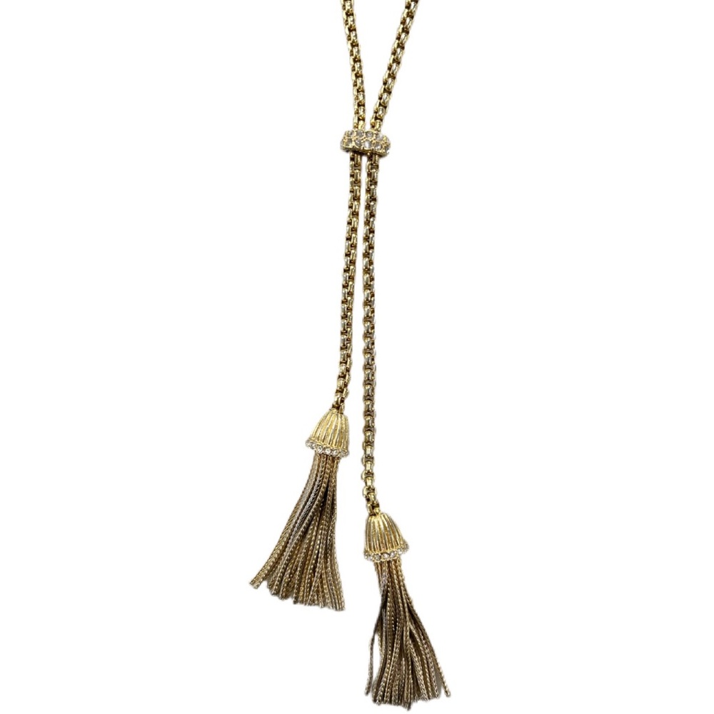 J. Crew Gold Lariat Tassel Necklace